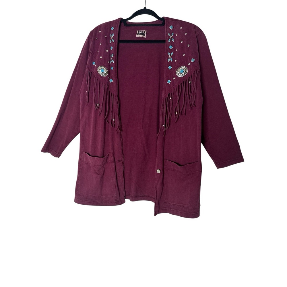 VTG Spot Light Cardigan Sweater Women's Small Western Embellishment Oversized